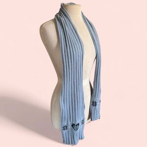 Y2K Vintage 2000’s Roxy Surf Snowflake Logo Blue Knit Sweater Scarf Winter